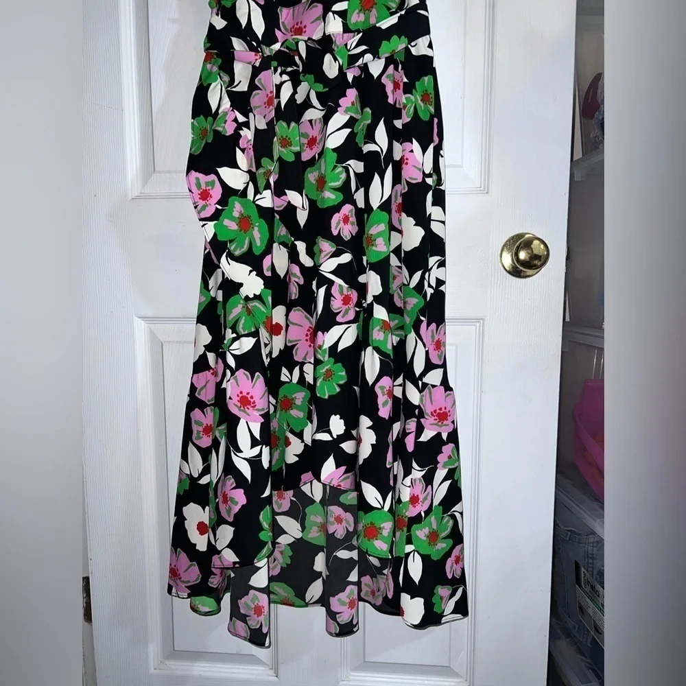 WHO WHAT WEAR Floral Print Sleeveless V-Neck Long Dress XS